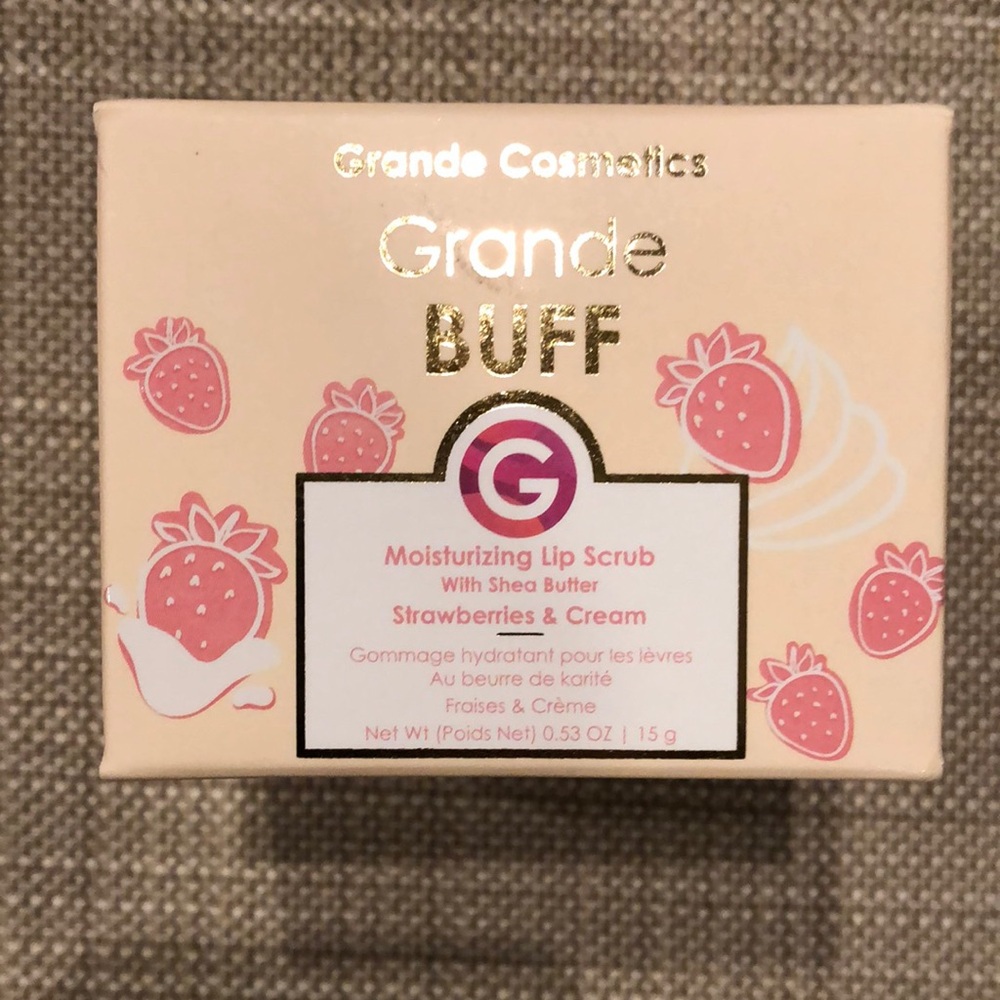 GrandeBuff Strawberries & Cream Lip Scrub, sealed